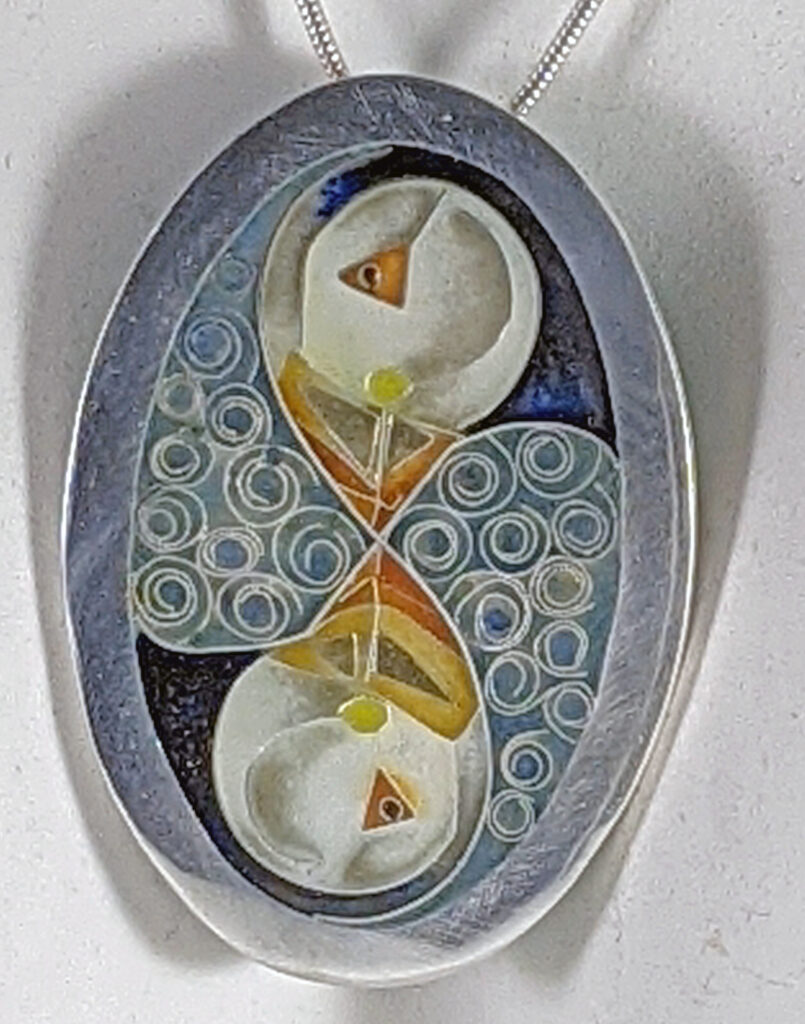 Puffin Cloisonne'/Champleve' Pendant